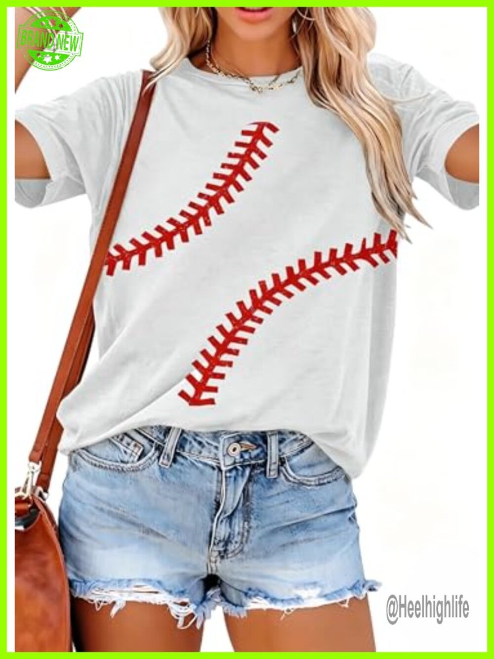 Baseball Graphic Tee Women Cotton Blend Crew Neck Short Sleeve Casual Game Day